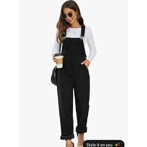 Woman's Black Casual Corduroy Overalls Size XL